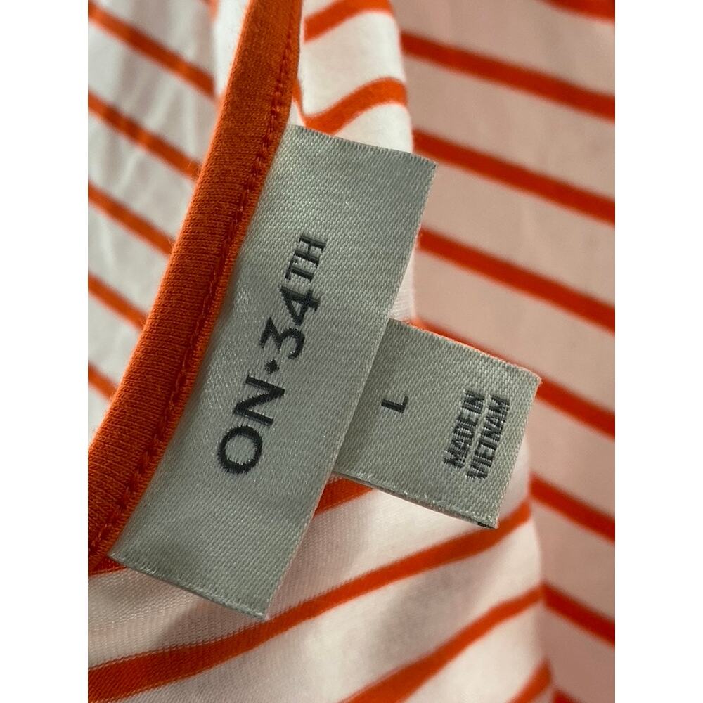 ON 34TH Women's Orange-White Striped Scoop-Neck Long Sleeve Bodysuit SZ L - Picture 9 of 11